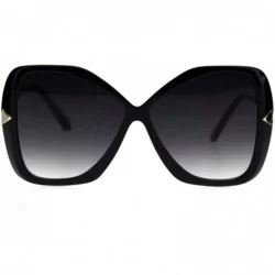 Square Womens Glitter Plastic Frame Butterfly Large Diva Sunglasses - Black Smoke - C318QNN9XII $22.69