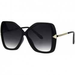 Square Womens Glitter Plastic Frame Butterfly Large Diva Sunglasses - Black Smoke - C318QNN9XII $13.31