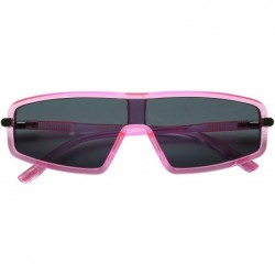 Square Slim Retro 80s Neon Colorful Rave Shades Translucent Clear Frame Flat Lens Women's Sunglasses - Pink - CR18Y6O9IAC $22.84