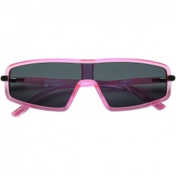 Square Slim Retro 80s Neon Colorful Rave Shades Translucent Clear Frame Flat Lens Women's Sunglasses - Pink - CR18Y6O9IAC $11.11