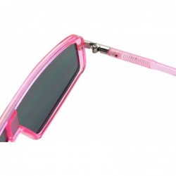 Square Slim Retro 80s Neon Colorful Rave Shades Translucent Clear Frame Flat Lens Women's Sunglasses - Pink - CR18Y6O9IAC $11.11