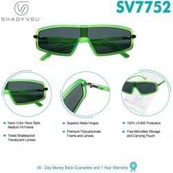 Square Slim Retro 80s Neon Colorful Rave Shades Translucent Clear Frame Flat Lens Women's Sunglasses - Pink - CR18Y6O9IAC $11.11