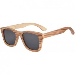 Wayfarer Genuine Handmade Wood Sunglasses Anti-glare Polarized Bamboo Layer UV400 Glasses-Z6016 - Zebra Wood - CP193RUIL3I $5...