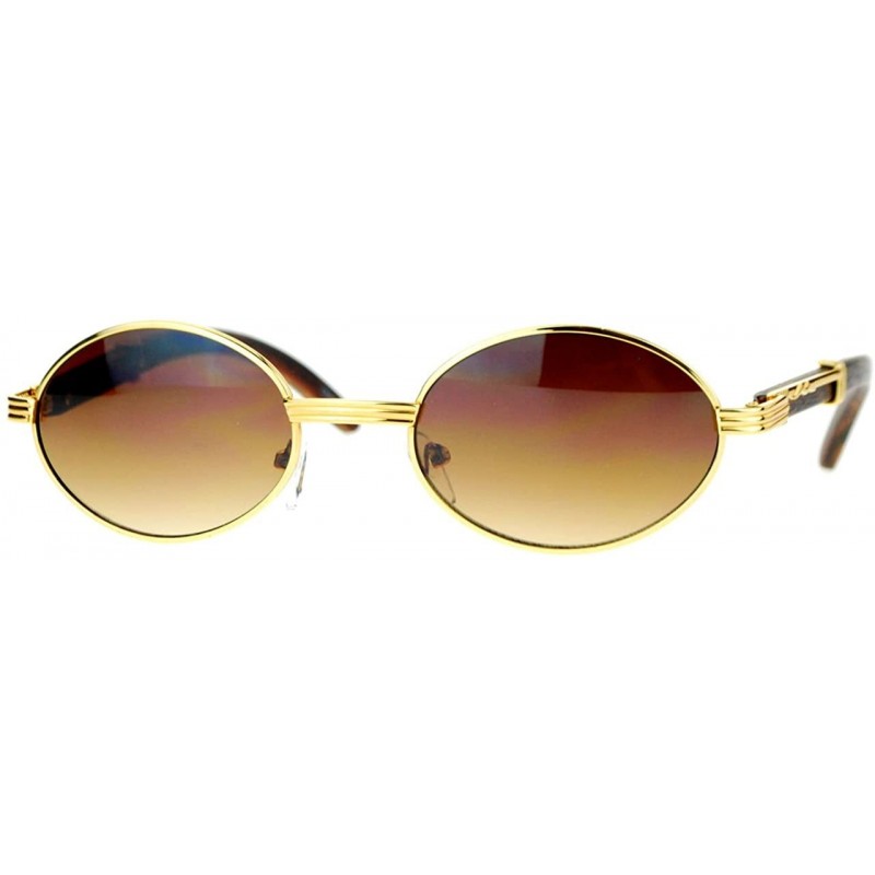 Oval Unisex Vintage Designer Fashion Sunglasses Oval Frame UV Protection Yellow Gold - CQ128URDQ93 $9.62