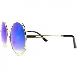 Oversized Upscale Mirror Lens Womens Designer Oversized Round Sunglasses - Gold / Blue - C41896AKXI8 $24.78