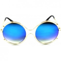 Oversized Upscale Mirror Lens Womens Designer Oversized Round Sunglasses - Gold / Blue - C41896AKXI8 $10.94