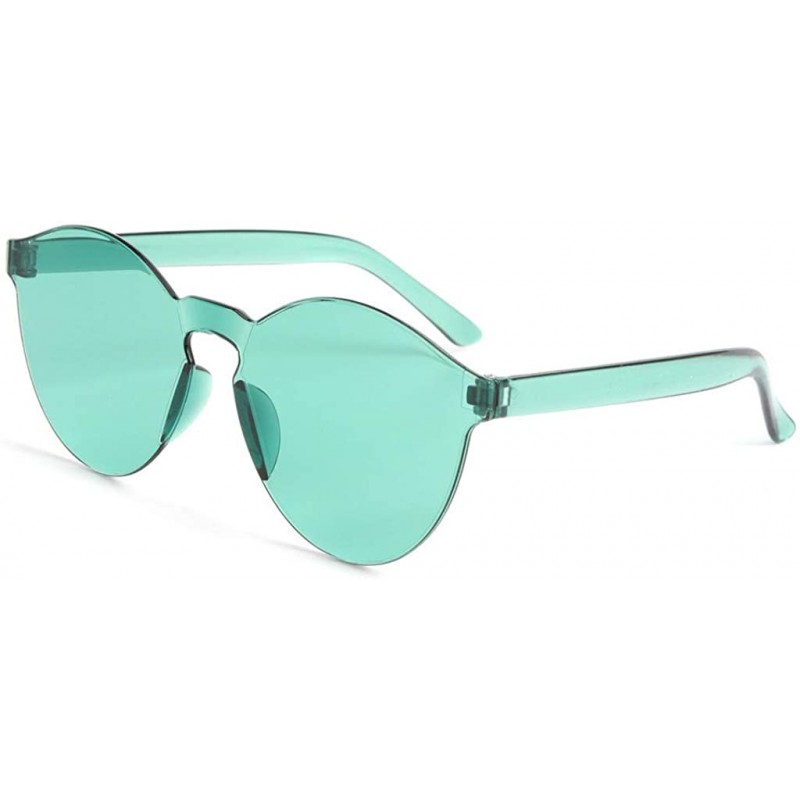 Rectangular Sunglasses Frameless Transparent Glasses - Green - CF18UEI58CY $8.63