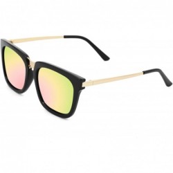 Square Square Mirror UV400 Polarized Sunglasses for Men Women with Zipper Case 17021 - Black - CT182A3M82K $33.54