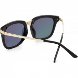 Square Square Mirror UV400 Polarized Sunglasses for Men Women with Zipper Case 17021 - Black - CT182A3M82K $33.54