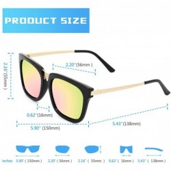 Square Square Mirror UV400 Polarized Sunglasses for Men Women with Zipper Case 17021 - Black - CT182A3M82K $33.54