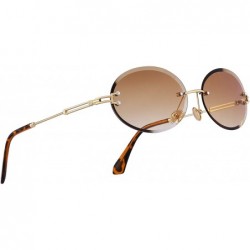 Oval Stratos - Retro Oval Rimless Tinted Sunglasses - Gold X Brown Tint - C718UX3EM57 $20.39