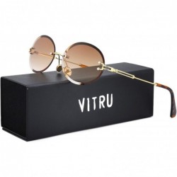 Oval Stratos - Retro Oval Rimless Tinted Sunglasses - Gold X Brown Tint - C718UX3EM57 $20.39