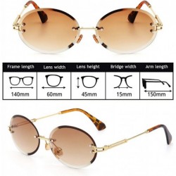Oval Stratos - Retro Oval Rimless Tinted Sunglasses - Gold X Brown Tint - C718UX3EM57 $20.39