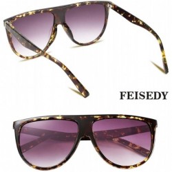 Oversized Vintage Large Square Pilot Women Sunglasses Oversized Square Thin Plastic Frame B2499 - Leopard - CZ18SW2RS2L $11.02