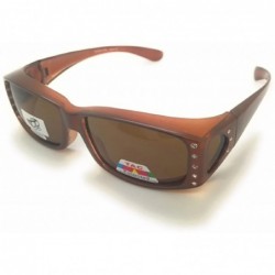 Oval Fit Over Sunglasses For Women - Polarized Fitover Sunglasses - Brown - CB18GLWURMG $20.86