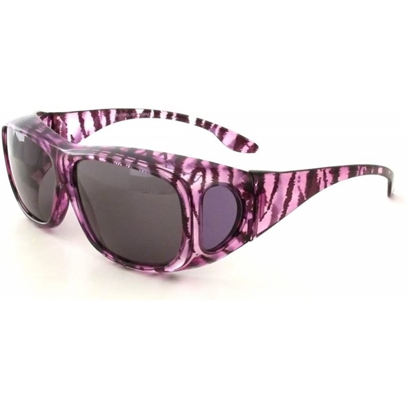 Oval 43199 Polarized Over Sunglasses - Clear Purple Zebra - CO124LWU9KF $10.37