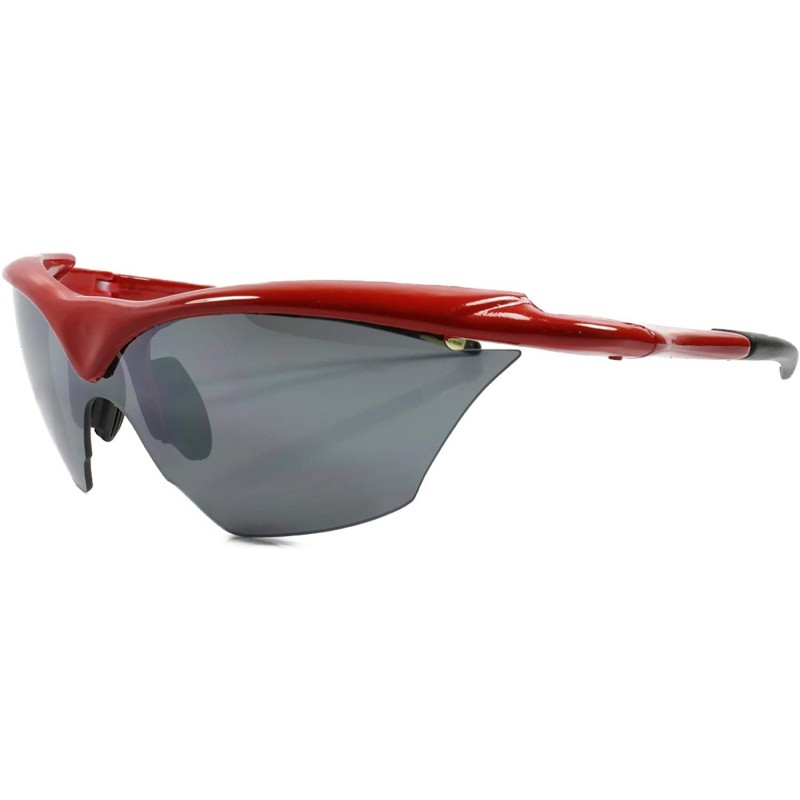 Wrap Vintage Slick Design Wrap Around Athletic Sport Sunglasses Frame - Red & Black - C718SZ5S6GI $11.55