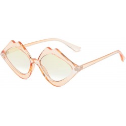 Square Fashion Lips Frame Oversized Plastic Lenses Sunglasses for Women UV400 - Pink Yellow - CJ18NLS36YK $17.98