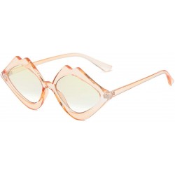 Square Fashion Lips Frame Oversized Plastic Lenses Sunglasses for Women UV400 - Pink Yellow - CJ18NLS36YK $8.87