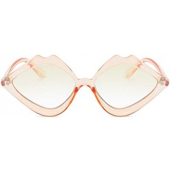 Square Fashion Lips Frame Oversized Plastic Lenses Sunglasses for Women UV400 - Pink Yellow - CJ18NLS36YK $8.87