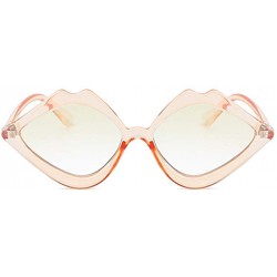 Square Fashion Lips Frame Oversized Plastic Lenses Sunglasses for Women UV400 - Pink Yellow - CJ18NLS36YK $8.87