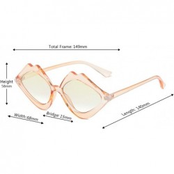 Square Fashion Lips Frame Oversized Plastic Lenses Sunglasses for Women UV400 - Pink Yellow - CJ18NLS36YK $8.87