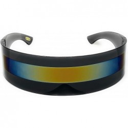 Shield Futuristic Cyclops Alien Shield Sunglasses Monoblock - Black Frame/Multicolor Gold - CK12COWDV8L $23.50