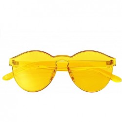Sport Womens Round Transparent Candy Sunglasses Sun Shades Men Luxury - Yellow - CJ18KXMN8A3 $18.72