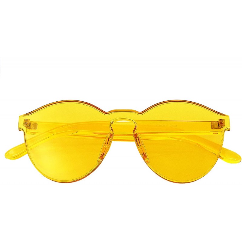Sport Womens Round Transparent Candy Sunglasses Sun Shades Men Luxury - Yellow - CJ18KXMN8A3 $10.63
