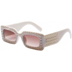 Rimless Womens Sunglasses - Fashion Womens Pearl Square Frame Shades Sun Glasses UV400 Protection - F - CL18DTYIIWX $11.77