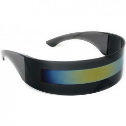 Shield Futuristic Cyclops Alien Shield Sunglasses Monoblock - Black Frame/Multicolor Gold - CK12COWDV8L $7.92