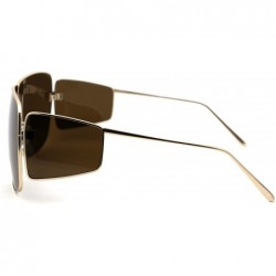 Oversized Futuristic Robotic Disco Shield Metal Rim Oversize Sunglasses - Gold Brown - C618WEWYATO $13.41