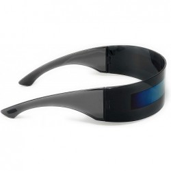 Shield Futuristic Cyclops Alien Shield Sunglasses Monoblock - Black Frame/Multicolor Gold - CK12COWDV8L $7.92