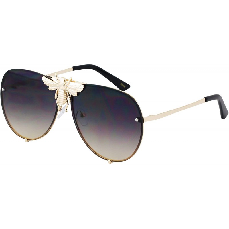 Oversized Pilot Sunglasses Oversize Metal Frame Vintage Retro Men Women Shades - Brown - CH18T3CAY2L $14.72
