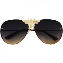 Oversized Pilot Sunglasses Oversize Metal Frame Vintage Retro Men Women Shades - Brown - CH18T3CAY2L $14.72