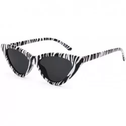 Oversized Retro Vintage Narrow Cat Eye Sunglasses for Women Clout Goggles Plastic Frame - A-zebra Pattern - CW18U2H0A5Q $20.52