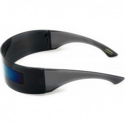 Shield Futuristic Cyclops Alien Shield Sunglasses Monoblock - Black Frame/Multicolor Gold - CK12COWDV8L $7.92