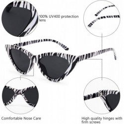 Oversized Retro Vintage Narrow Cat Eye Sunglasses for Women Clout Goggles Plastic Frame - A-zebra Pattern - CW18U2H0A5Q $9.33