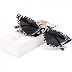 Oversized Retro Vintage Narrow Cat Eye Sunglasses for Women Clout Goggles Plastic Frame - A-zebra Pattern - CW18U2H0A5Q $9.33