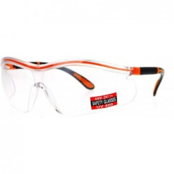 Shield Clear Lens Protective Safety Glasses UV 400 ANSI Z87.1+ Adjustable Temple - Orange - CW189OKCZIZ $8.32