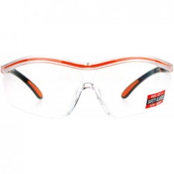 Shield Clear Lens Protective Safety Glasses UV 400 ANSI Z87.1+ Adjustable Temple - Orange - CW189OKCZIZ $8.32