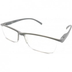 Rectangular Super Lightweight Reading Glasses Free Pouch HalfRim - Z1 Shiny Grey - CV18TR50Y3I $31.63