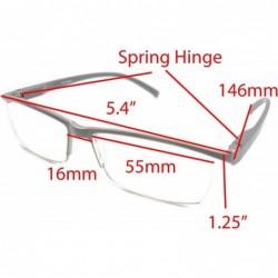 Rectangular Super Lightweight Reading Glasses Free Pouch HalfRim - Z1 Shiny Grey - CV18TR50Y3I $14.98