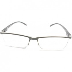 Rectangular Super Lightweight Reading Glasses Free Pouch HalfRim - Z1 Shiny Grey - CV18TR50Y3I $14.98