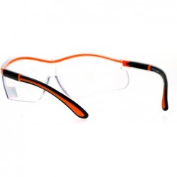 Shield Clear Lens Protective Safety Glasses UV 400 ANSI Z87.1+ Adjustable Temple - Orange - CW189OKCZIZ $8.32