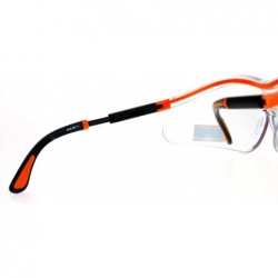 Shield Clear Lens Protective Safety Glasses UV 400 ANSI Z87.1+ Adjustable Temple - Orange - CW189OKCZIZ $8.32