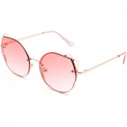 Rimless Retro Cat Eye Small Lenses Sunglasses Slender Metal Frame Ladies Fashion Vintage Triangle Sun Glasses For Women - C51...