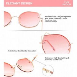 Rimless Retro Cat Eye Small Lenses Sunglasses Slender Metal Frame Ladies Fashion Vintage Triangle Sun Glasses For Women - C51...