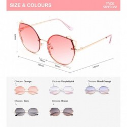 Rimless Retro Cat Eye Small Lenses Sunglasses Slender Metal Frame Ladies Fashion Vintage Triangle Sun Glasses For Women - C51...