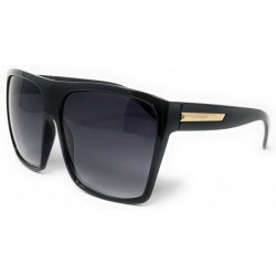 Aviator Super Oversized Sunglasses Unisex Flat Top Square Frame Fashion Wear - Black Gold - C811ES83YJ1 $17.52